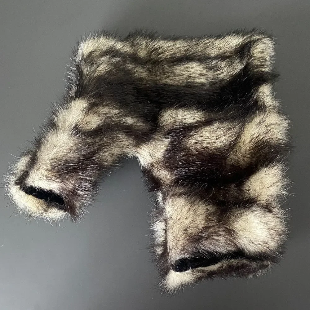 Pet Flys Faux Fur Dog Vest Sz M Black & Cream Made in USA Winter Animal Print